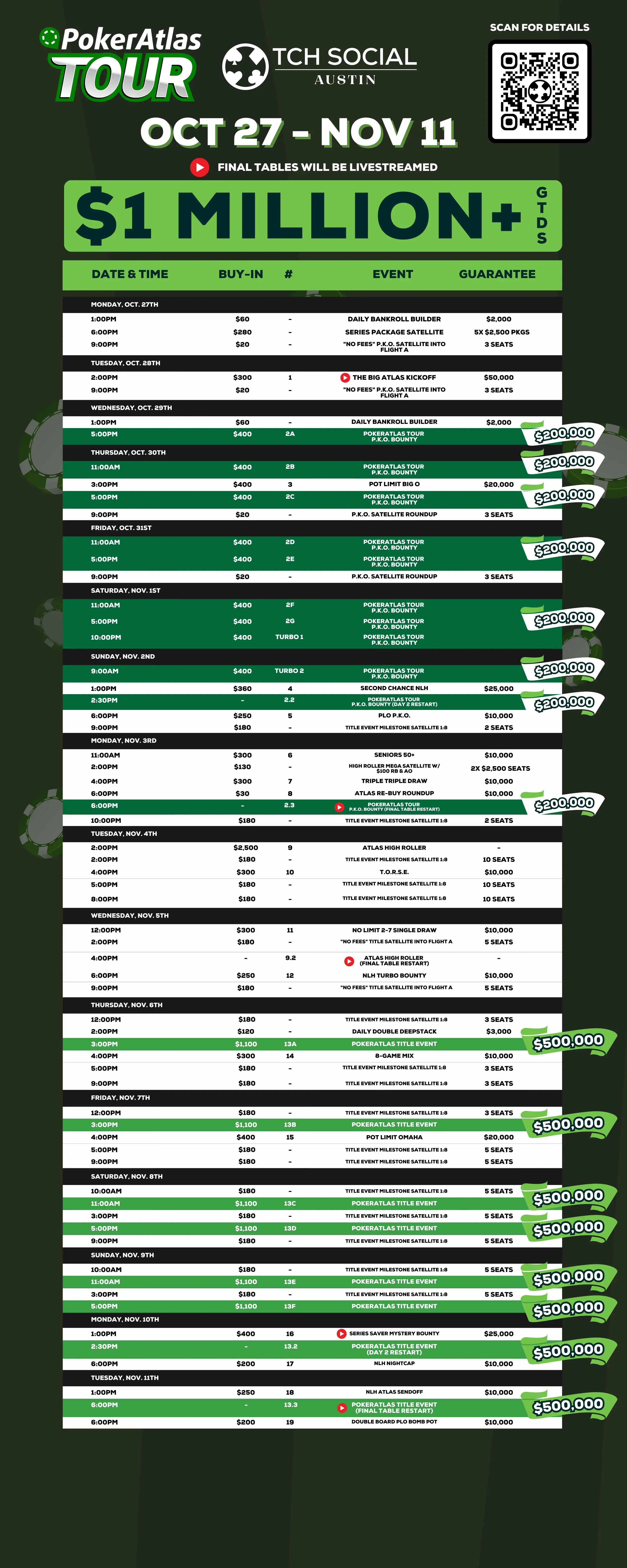 PA Tour Full Schedule
