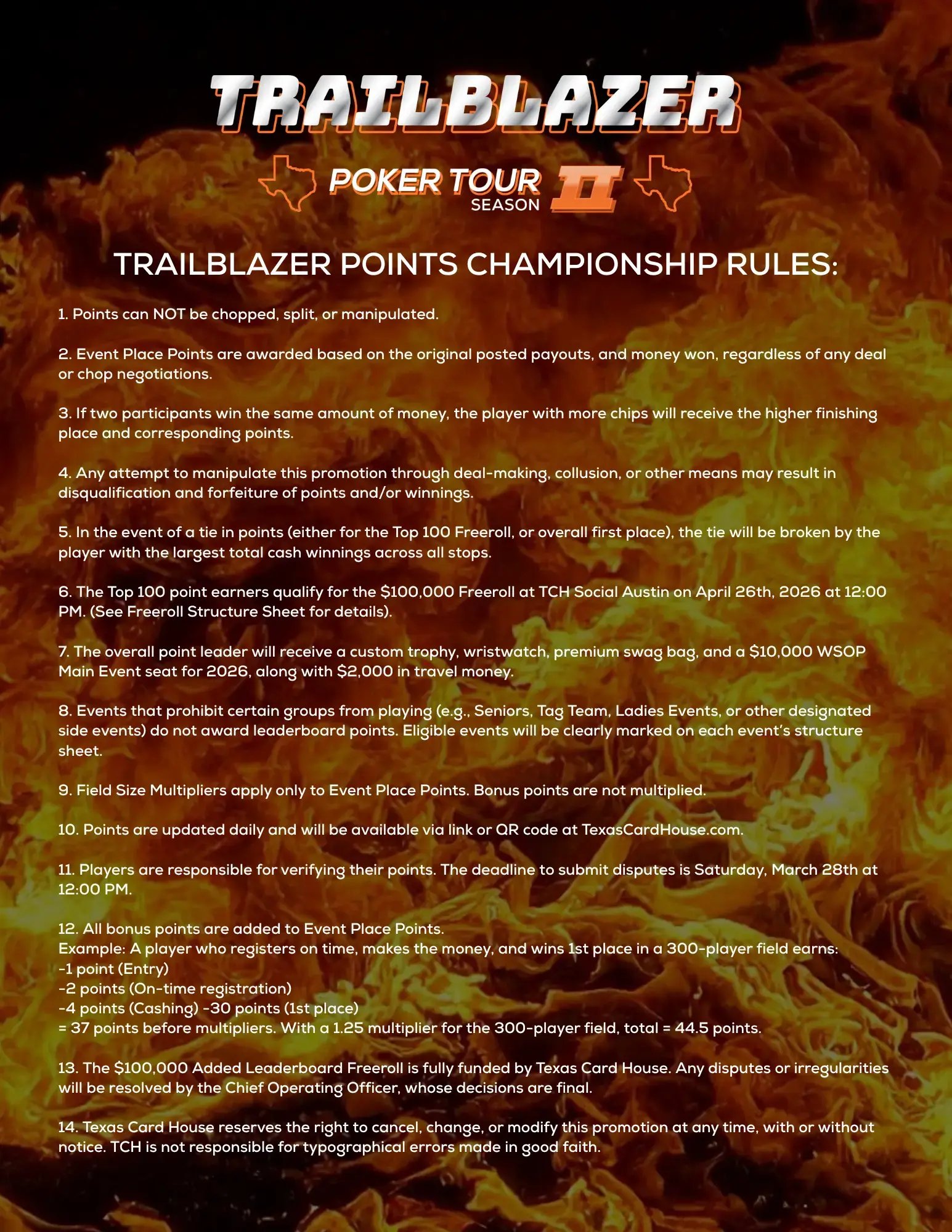 Trailblazer Invitational Freeroll Rules