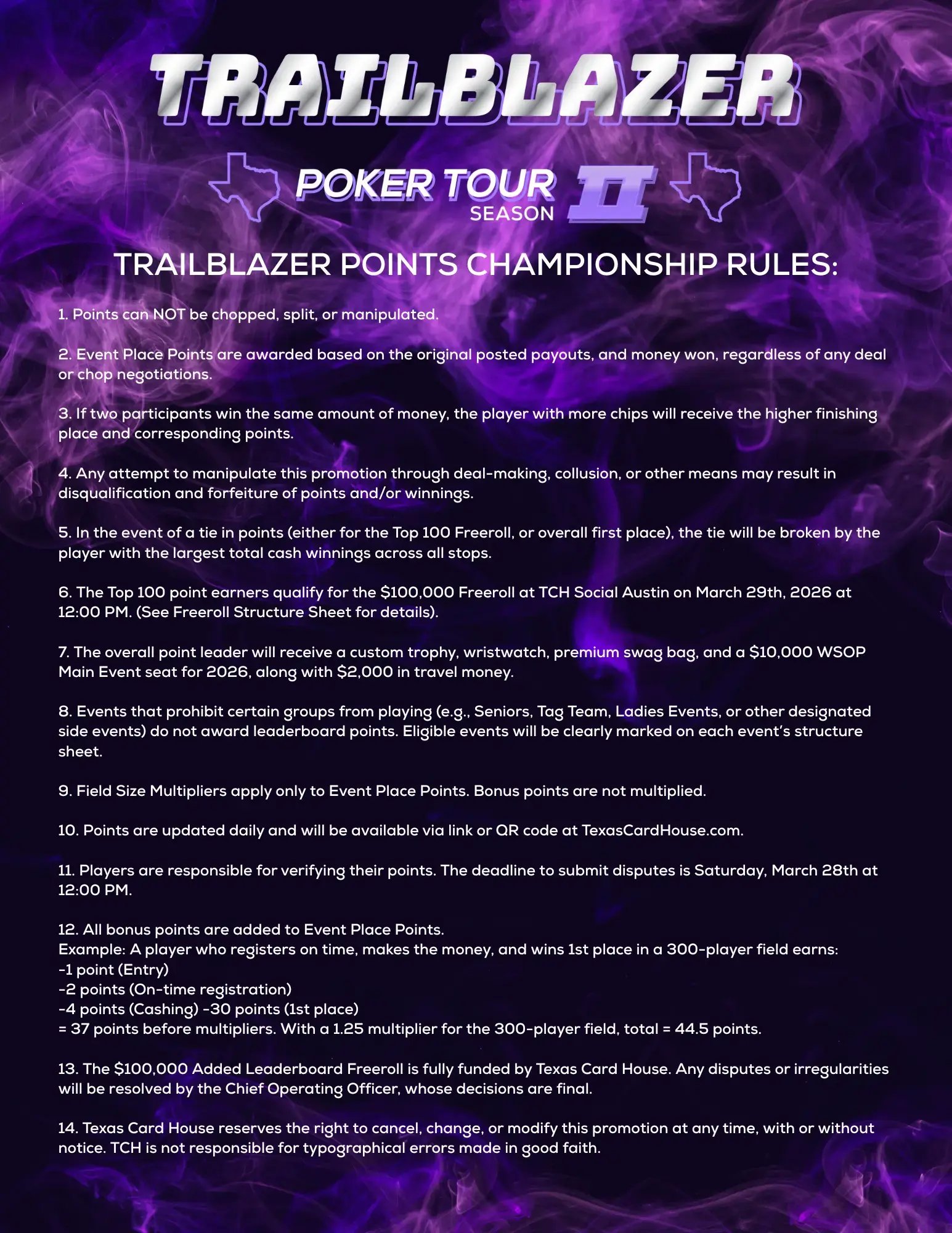 Trailblazer Invitational Freeroll Rules