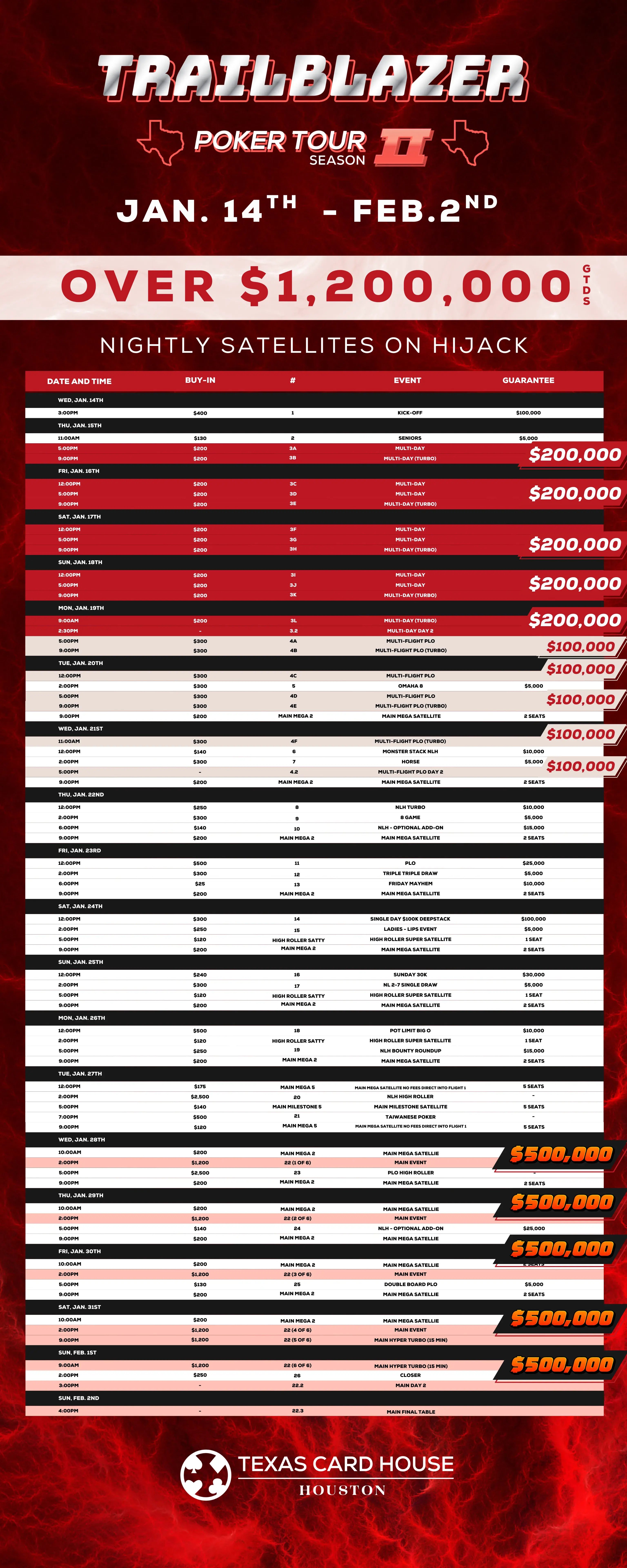 Trailblazer Stop 4: Houston's Full Schedule