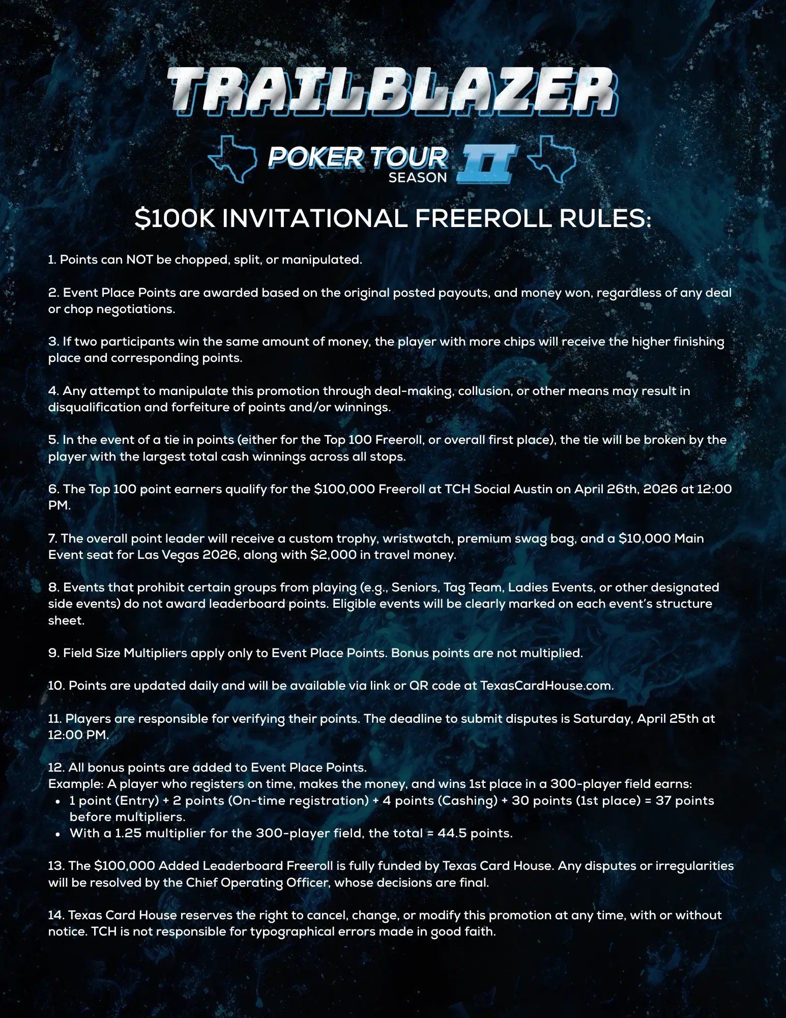 Trailblazer Invitational Freeroll Rules
