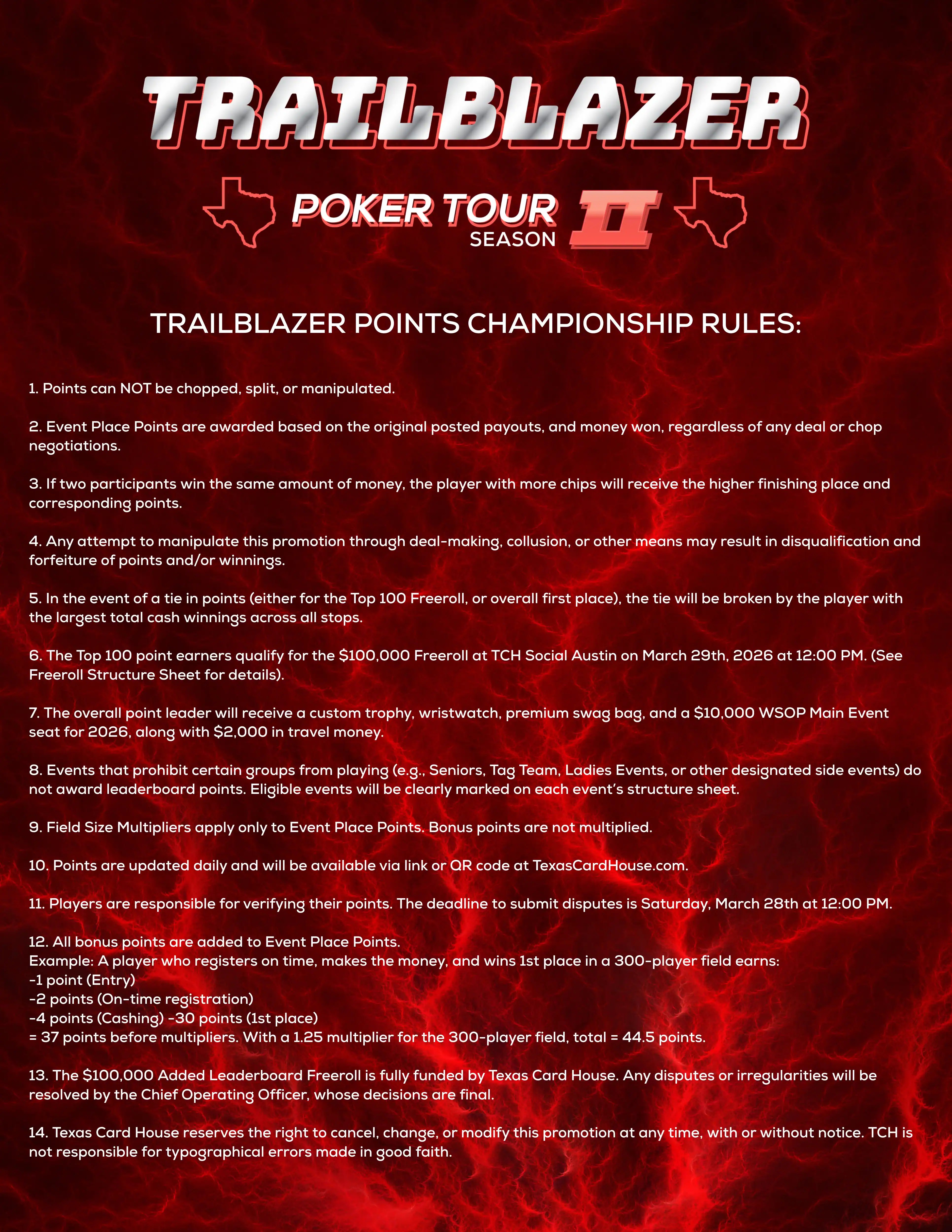 Trailblazer Invitational Freeroll Rules